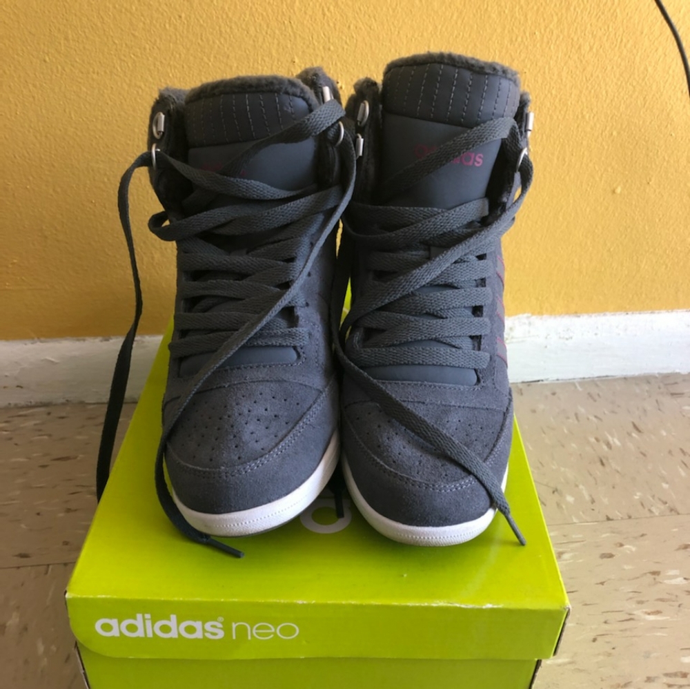 Blue wedge heel Adidas for sporting out